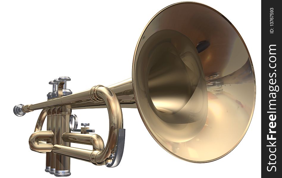 Isolated trumpet on a white background