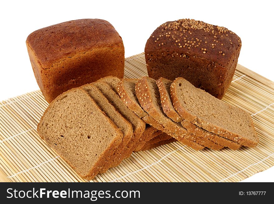 Rye bread on the bamboo napkin