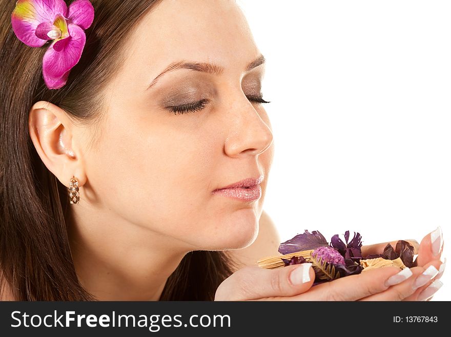 Woman at SPA with Flower