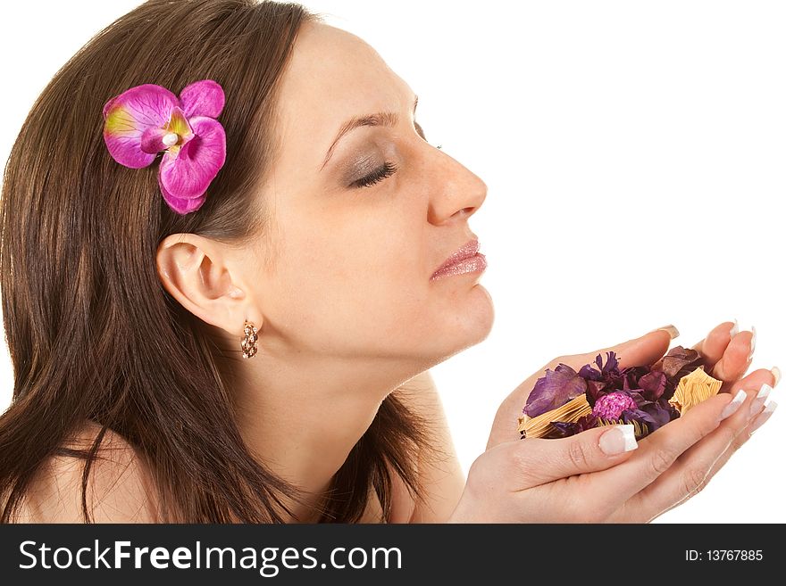 Woman at SPA with Flower