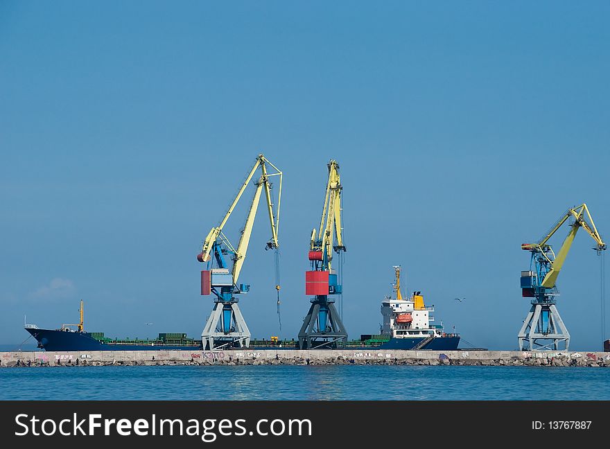 Shipyard - view on seaport from the sea