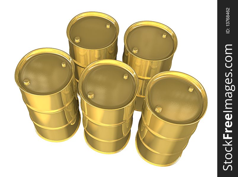 Gold Oil Barrels - 3d