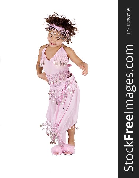 Afro american girl in a belly dancer outfit. Afro american girl in a belly dancer outfit