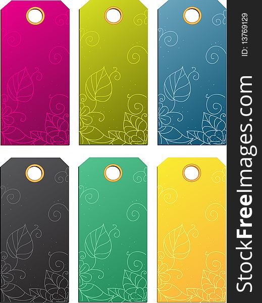 Set of color sale tags