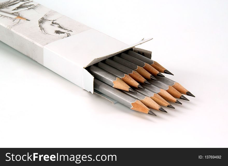 Set of graphite pencils against white background