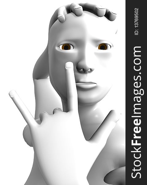 3d illustration of a female android on a white background isolated