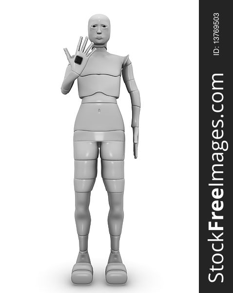 3d illustration of a female android on a white background isolated