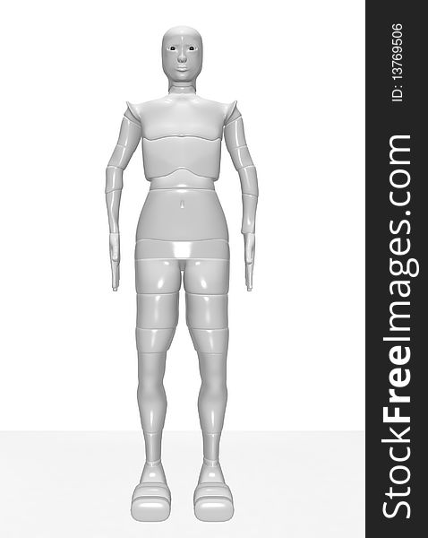 3d illustration of a female android on a white background isolated