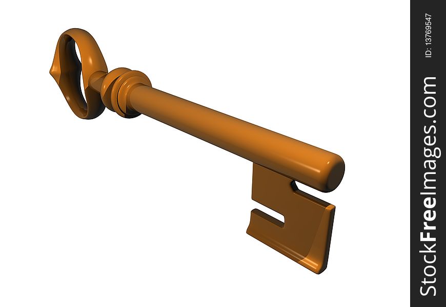3d illustration of a key early. 3d illustration of a key early