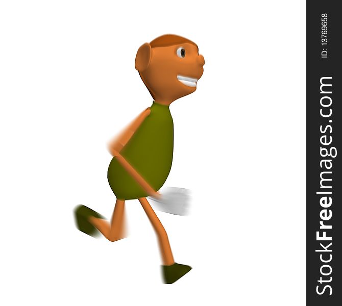 3d illustration of a goblin running. 3d illustration of a goblin running