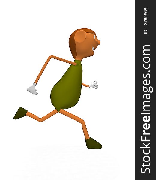 3d illustration of a goblin running. 3d illustration of a goblin running