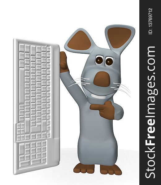 3d illustration of a mouse with a computer keyboard. 3d illustration of a mouse with a computer keyboard