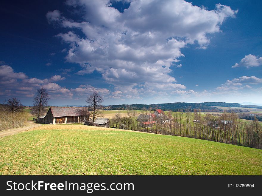 Spring in polish mountain with blue sky. Spring in polish mountain with blue sky