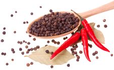 Spices In A Wooden Spoon Royalty Free Stock Images