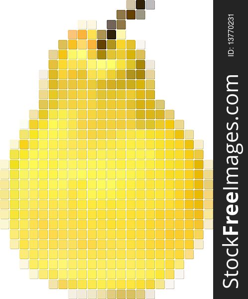 Illustration of yellow pear made from tiles