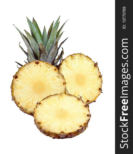Sliced fresh pineapple isolated on white background. Sliced fresh pineapple isolated on white background