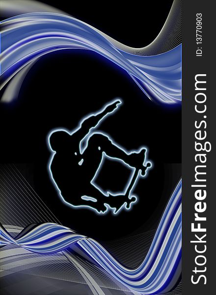 Skateboarder with abstract pattern siolated on black background in vector format. Skateboarder with abstract pattern siolated on black background in vector format