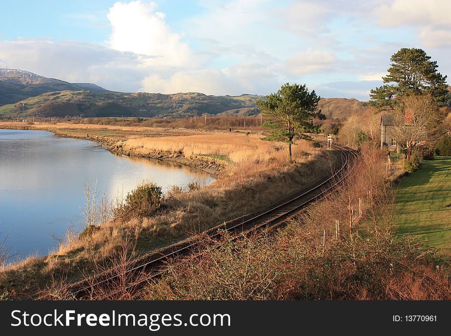Landscape With Railroad In Snowdonia