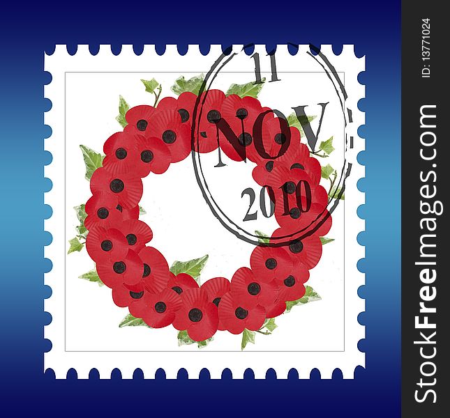 Remembrance sunday wreath stamp vector