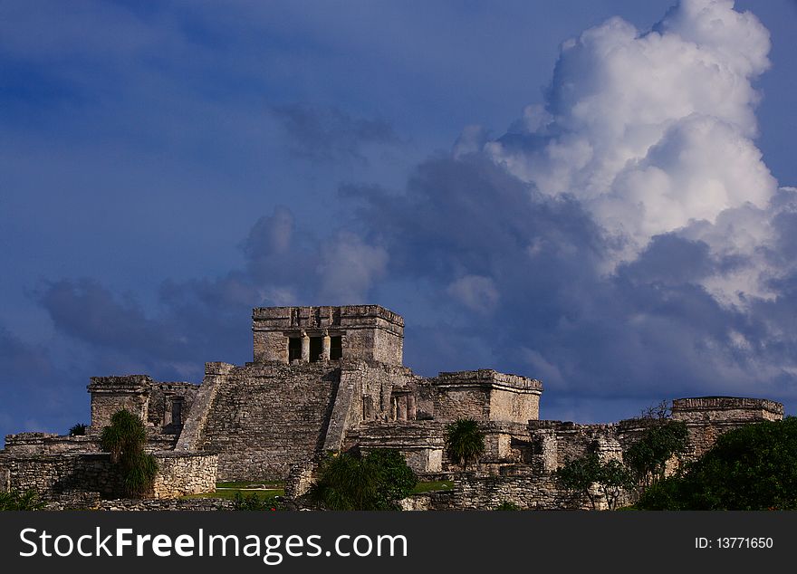 The ancient city of Tulum built by the Mayans. The ancient city of Tulum built by the Mayans