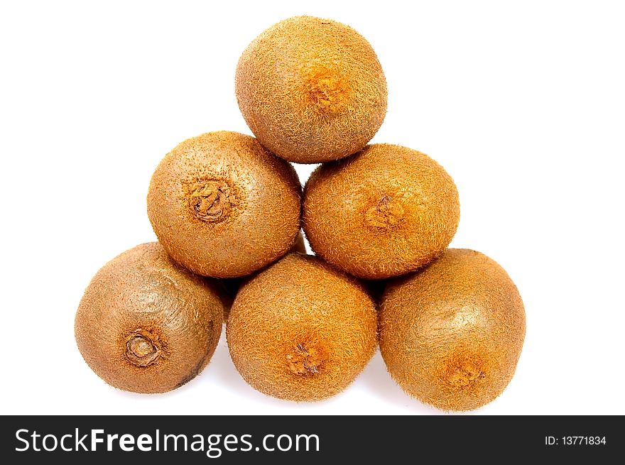 Brown Kiwi fruit isolated on white background