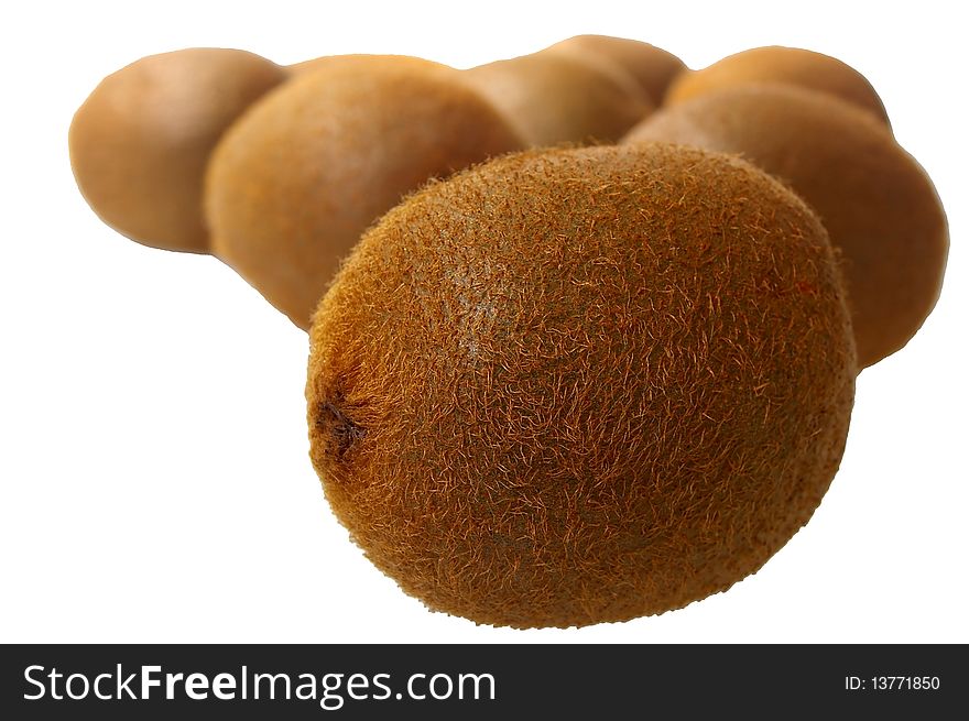 Brown Kiwi fruit isolated on white background
