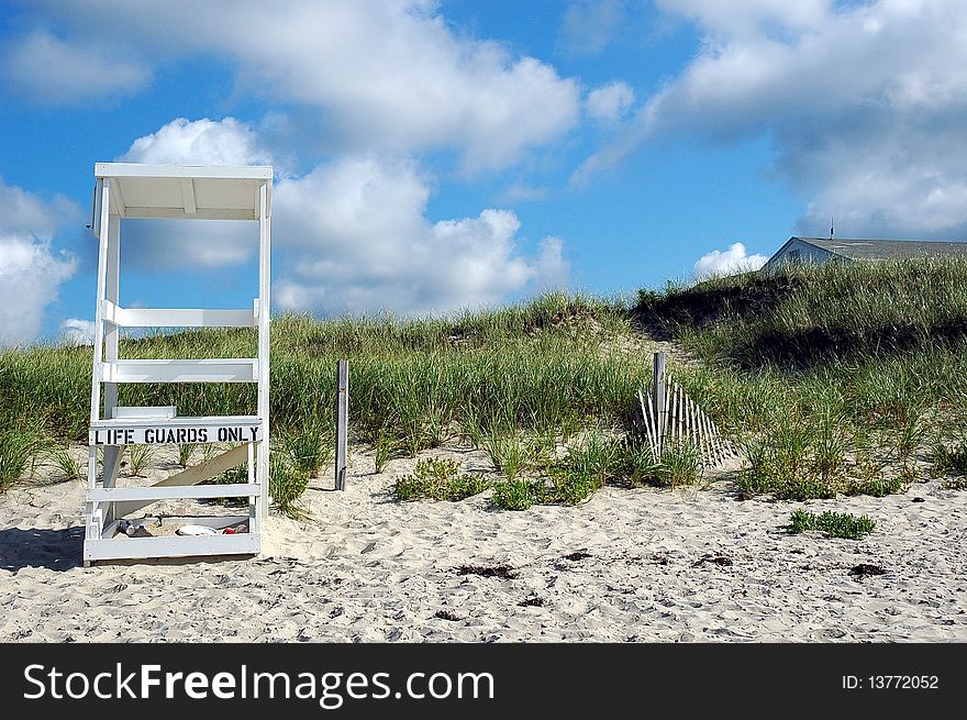 Lonely lifeguard tower on the beach in Cape Cod. Lonely lifeguard tower on the beach in Cape Cod