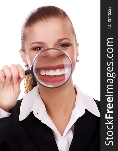 Businesswoman With Magnifying Glass