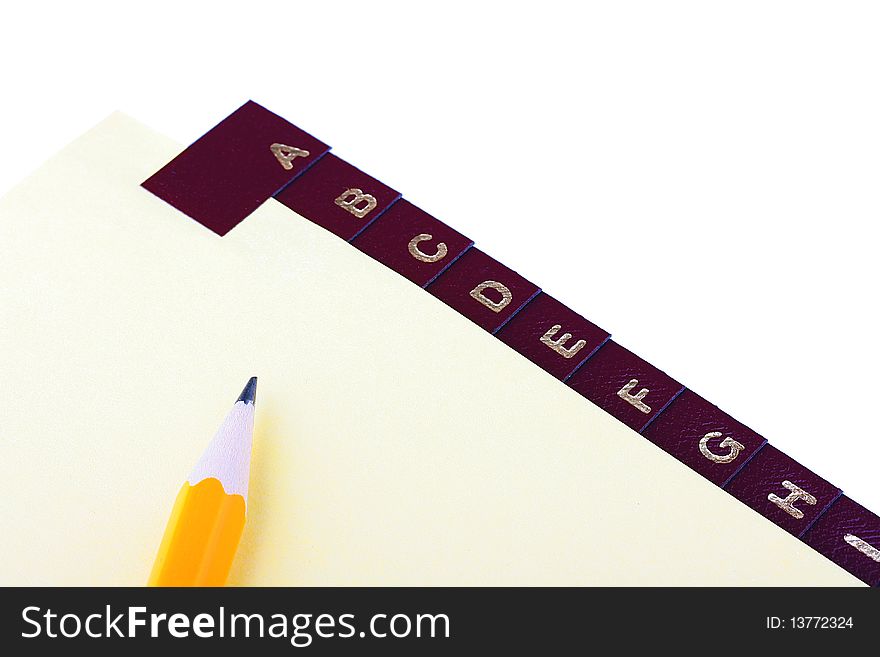 Office folders with letters as an alphabetic catalogue. Office folders with letters as an alphabetic catalogue.