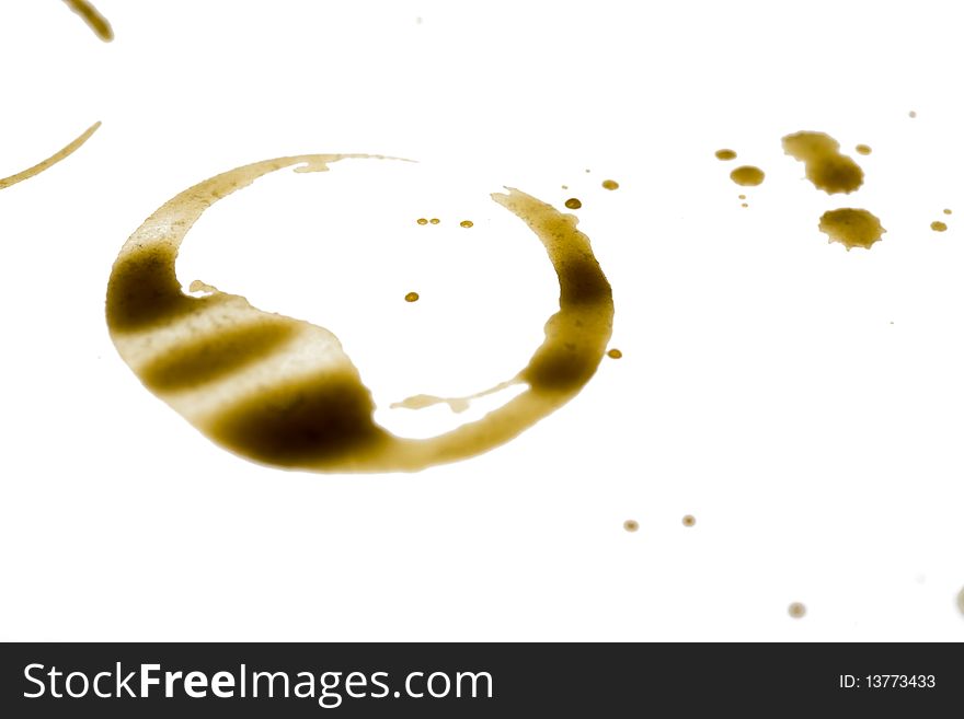 Coffee stains isolated over white background