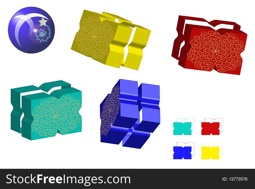 Colorful 3d toy bricks on white