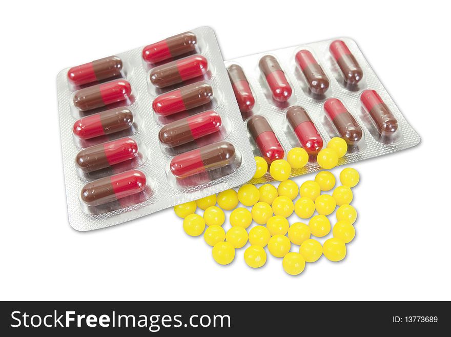 Packs of medical pills
