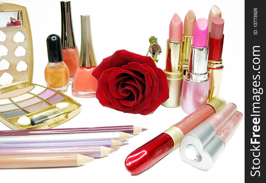 Lipsticks rose eye shadows pencils nail polishers lip gloss. Lipsticks rose eye shadows pencils nail polishers lip gloss