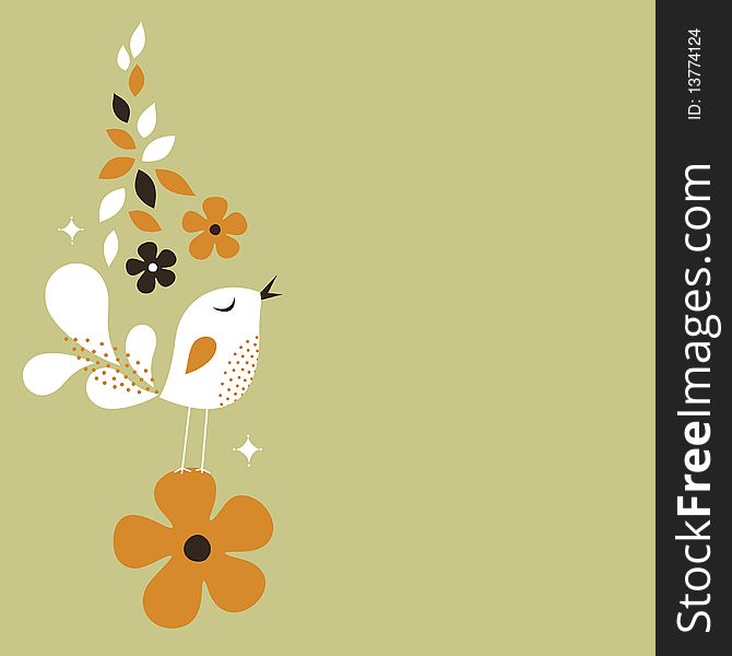 Vector illustration of sweet bird card design