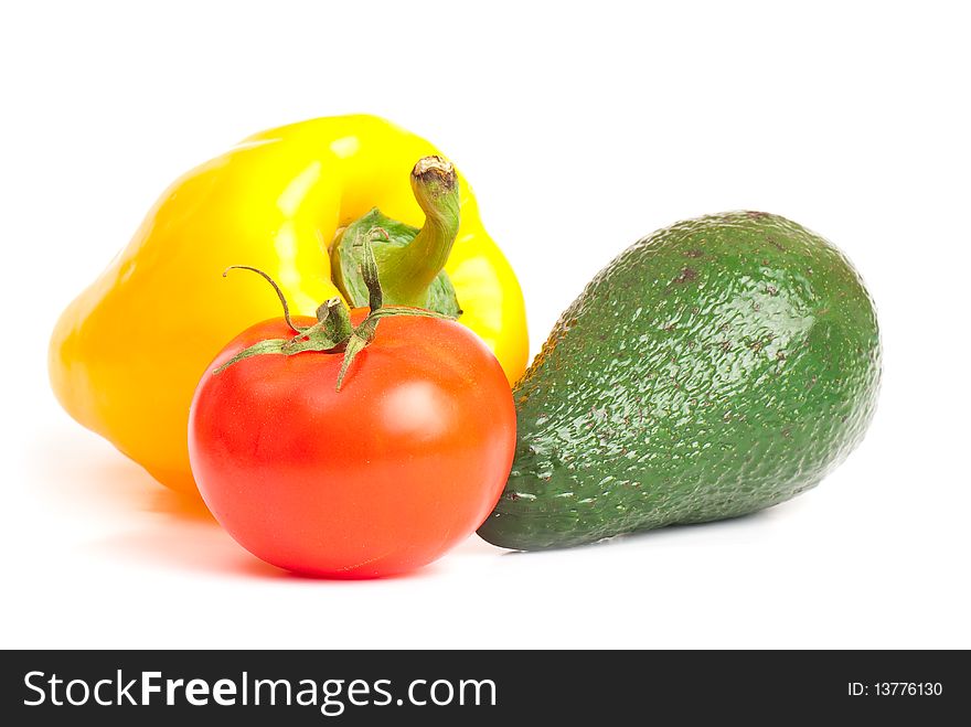 Fresh vegetables on the white isolated background