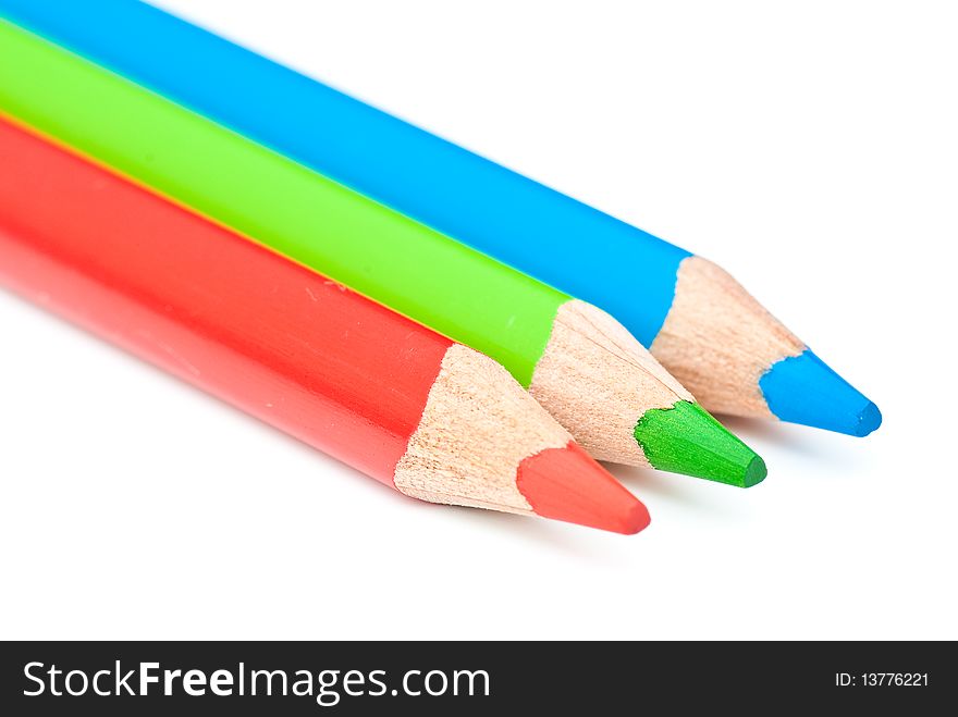 Colored pencils isolated on a white background. studio. picture.