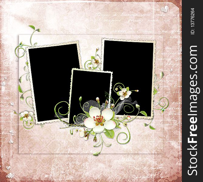 Beautiful Spring Frame With Apple Tree Flowers