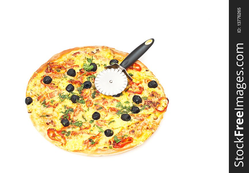 Delicious Italian pizza isolated on a white background. studio photography