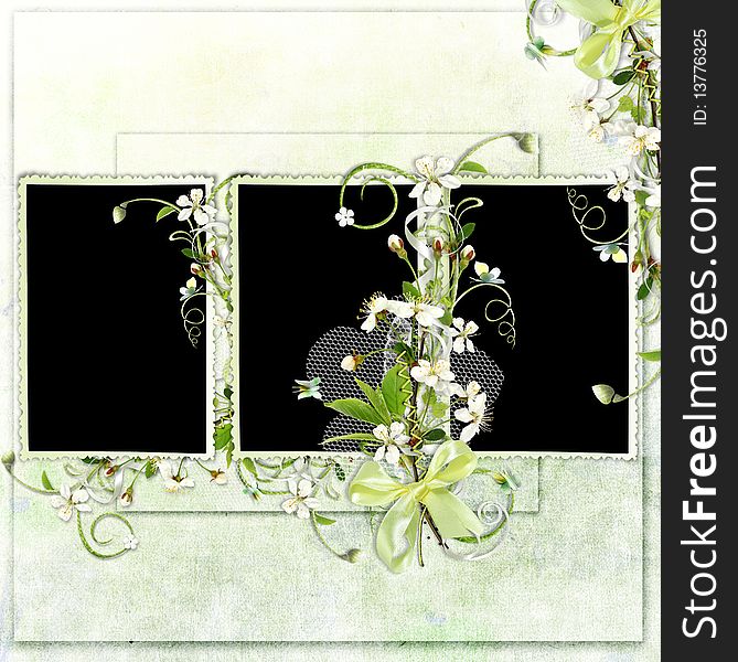 Beautiful spring frame with cherry flowers