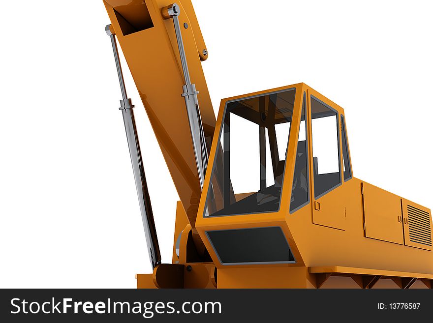 Orange industrial Digger isolated on white background