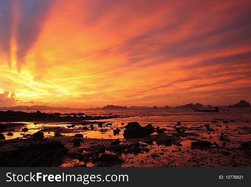 Sunset at Nang Bay Krabi, Thailand