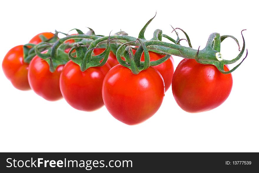 Fresh cherry tomatoes isolated on white background
