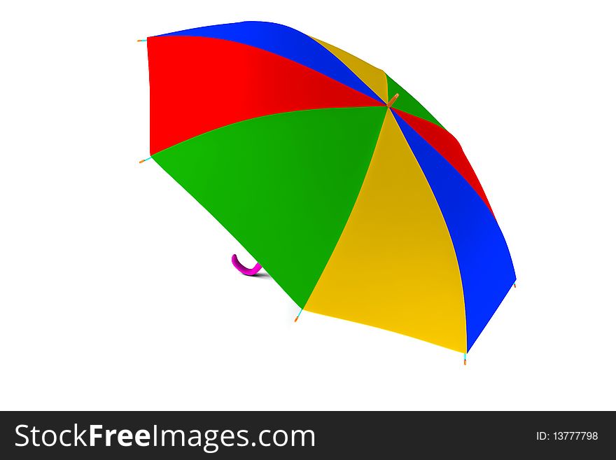 One colored umbrella isolated on white background