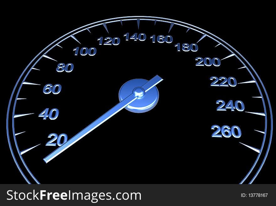 Speedometer. On black background. Computer Graphics