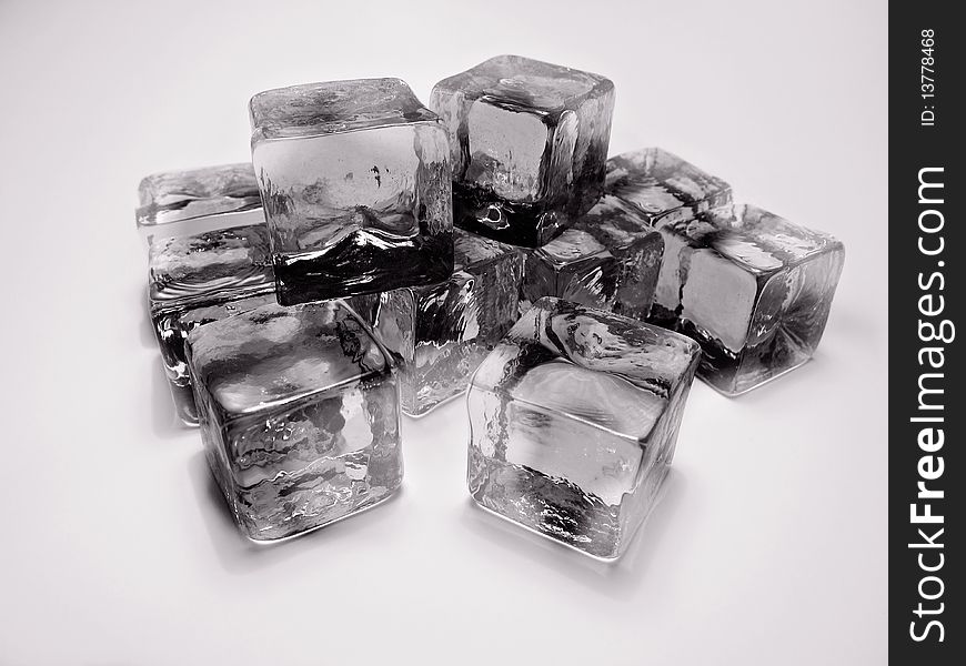 Pile of a group of ice cubes