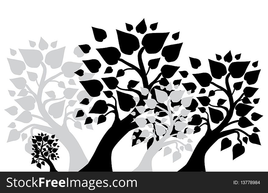 Abstract trees in gray black colors
