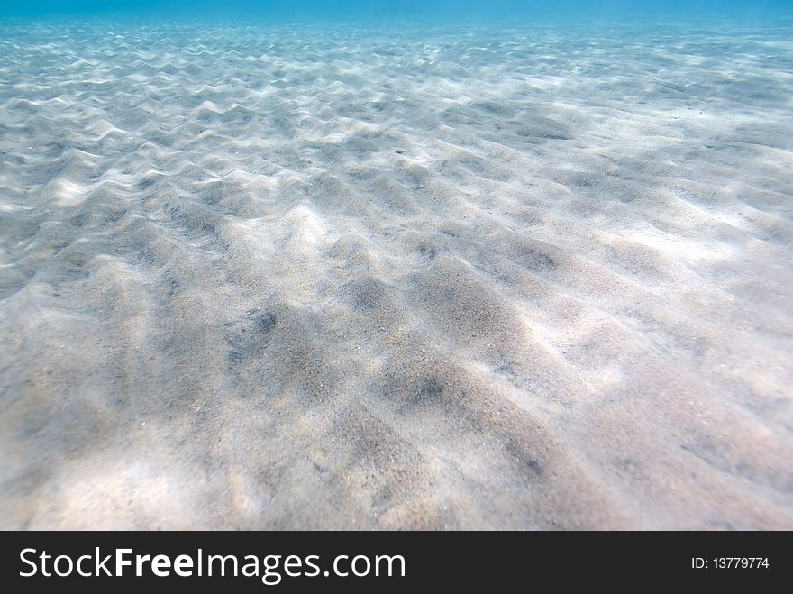 Ripples of sand and sunlight underwater
