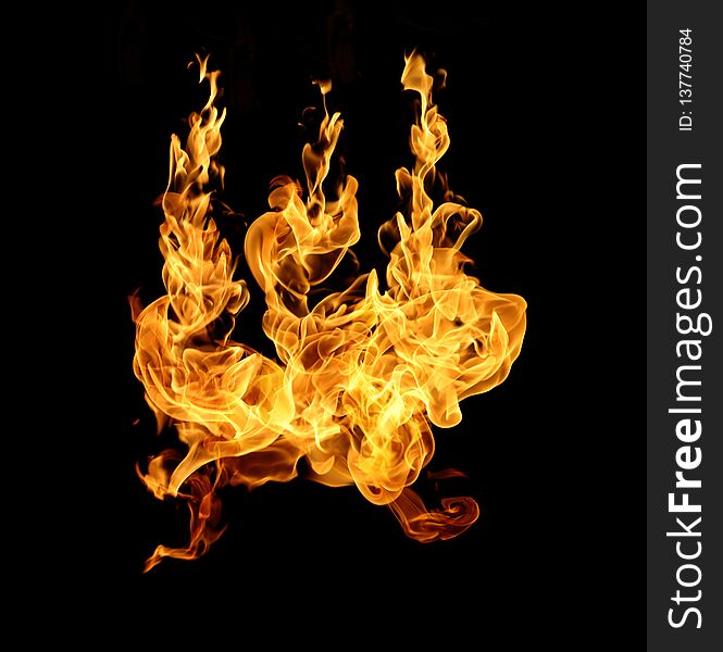 Fire Flames Collection Isolated On Black Background