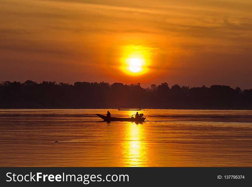 Long Tail Fisherman Boat In Khong River