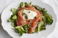 Smoked Salmon Salad With Blinis And Capers Stock Images Smoked Salmon Salad With Blinis And Capers Stock Images